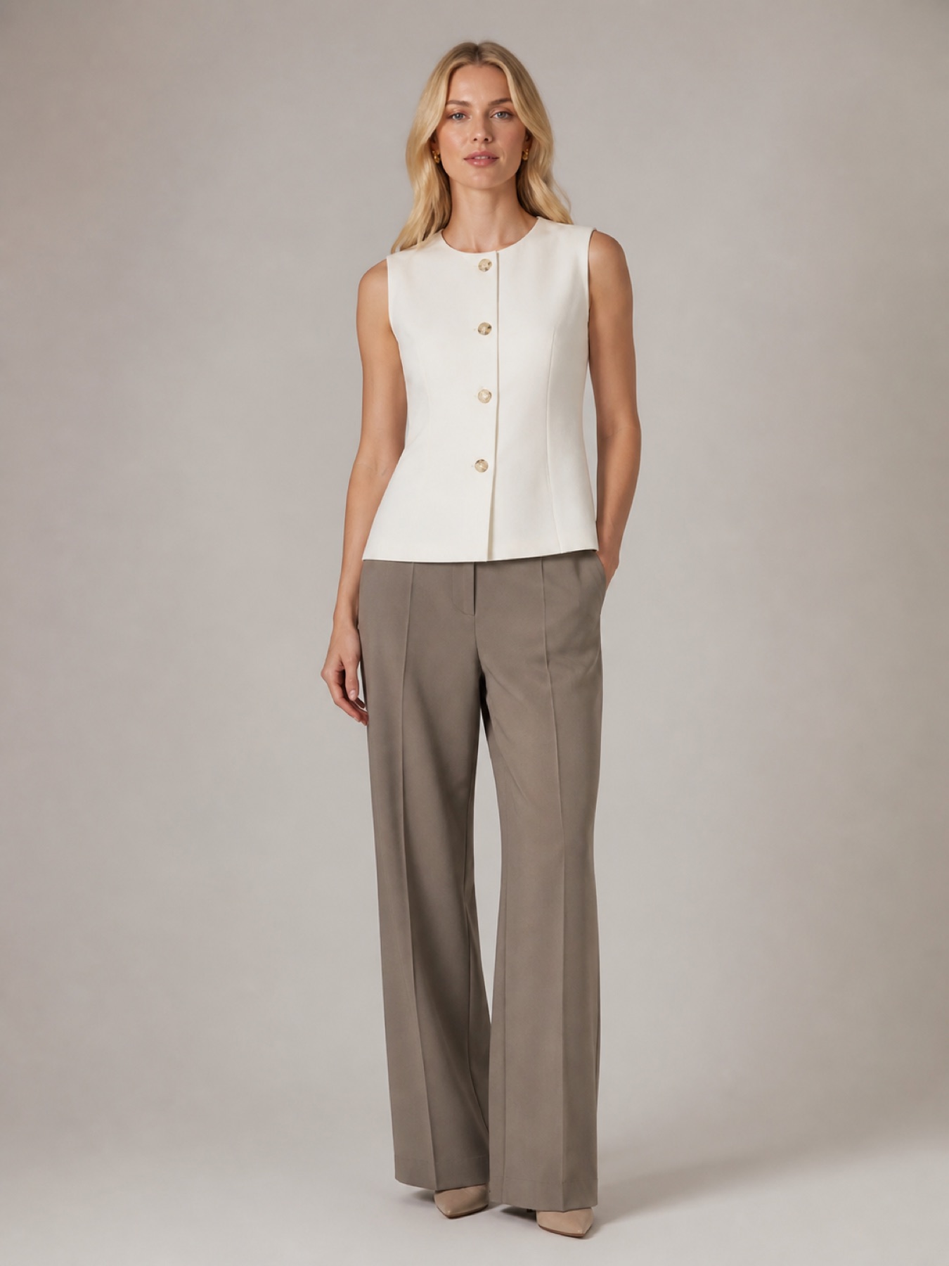 Model wearing Lined Tailored Vest