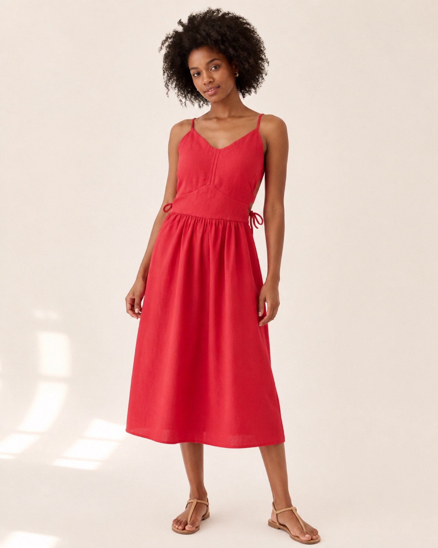 Model wearing V-Neck Midi Dress